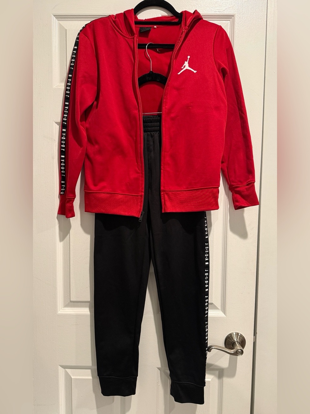 Nike Air Jordan Hooded Zip Jacket Red and Black Joggers Set